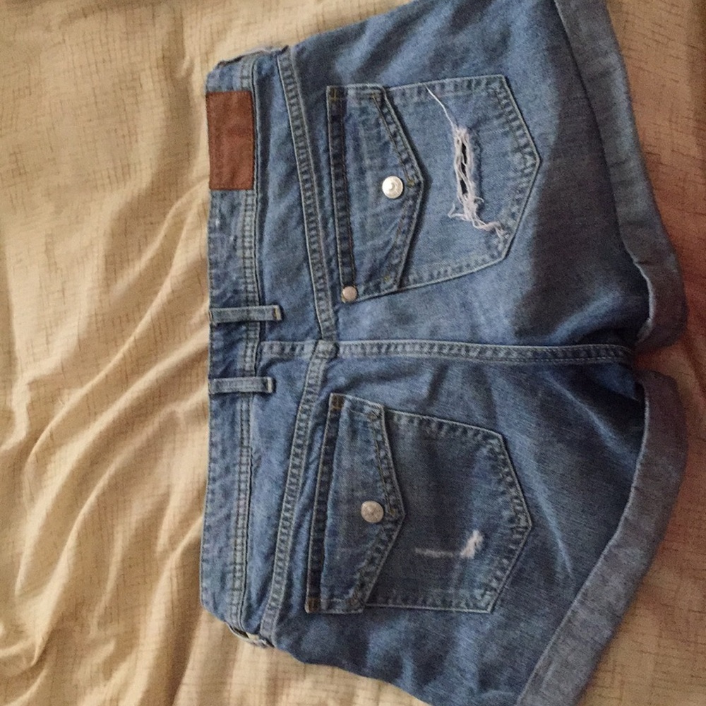 Regular waist denim shorts